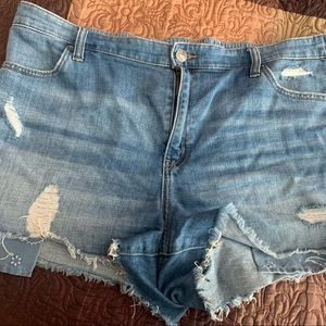 aerie daydream distressed blue denim shorts